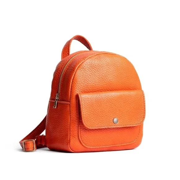 Portland‎ Leather Goods Mini Backpack Orange Pebbled Full Grain Leather Bag