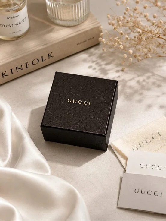 Gucci Black Embossed GG Jewelry Box with Gold Logo