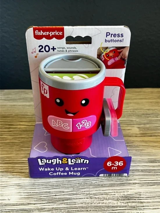 🆕 Fisher-Price Red Interactive Learning Coffee Mug Toy