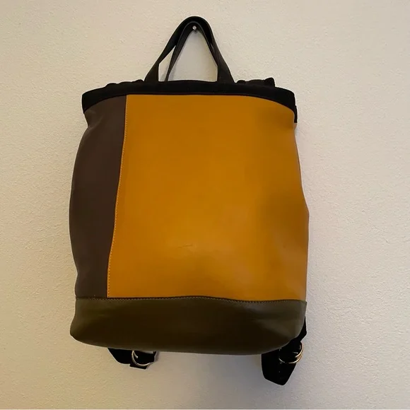 Marni Color‎ Block Leather Parachute Backpack Purse Italy