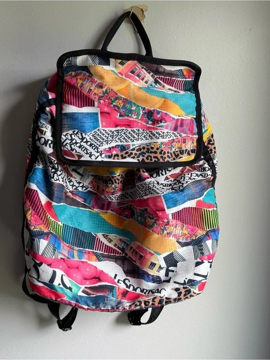 LeSportSac Colorful Backpack Y2K Graffiti Pattern