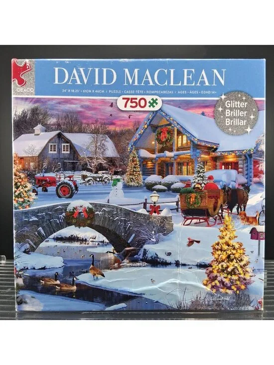 David Maclean Glitter Cabin Christmas 750-Piece Puzzle Ages 14+