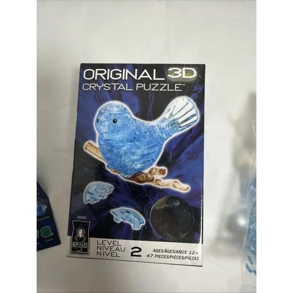 NEW BePuzzled 3D Crystal Puzzle - Blue Bird on Branch Level 2 Ages 12+ - 47 Pcs