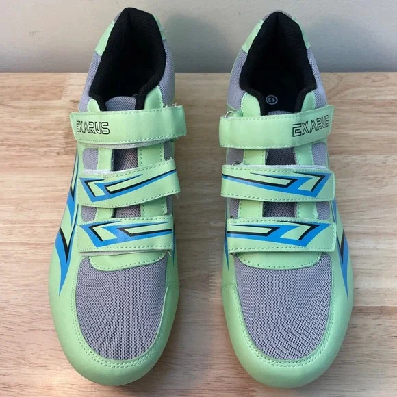 Exarus‎ Mens Cycling Shoes Mint Green Blue Triple Strap Road Bike Spin Size 13