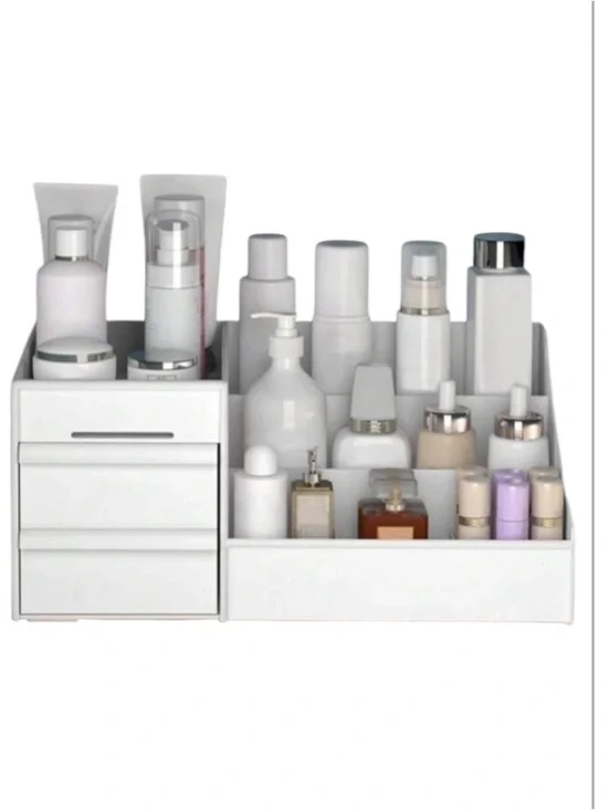 1pc White Drawer Cosmetic Storage Box, Makeup Organizer With Dividers