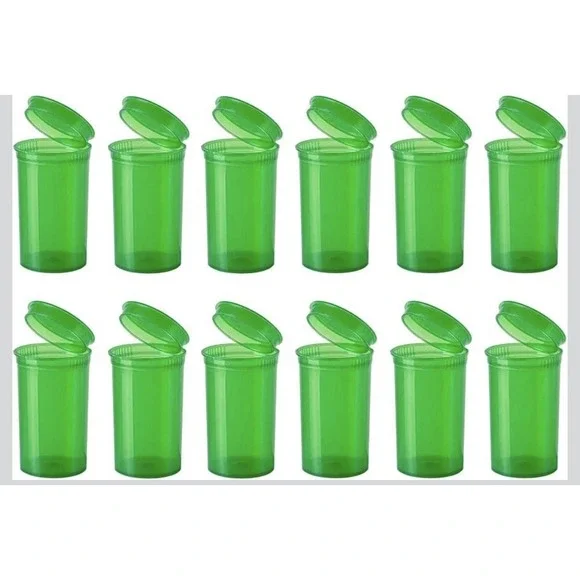 12 Pack Multi-Use Airtight Empty Pill Bottles with Hinged Lids 19 Dram Plastic