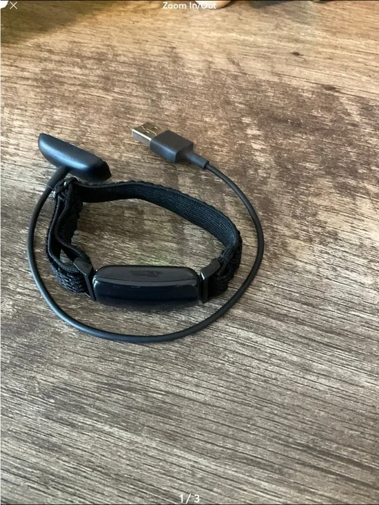 fitbit Black Fitness Tracker with USB Charging Cable