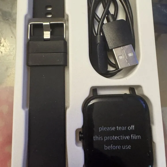 Black Smartwatch with USB Charger