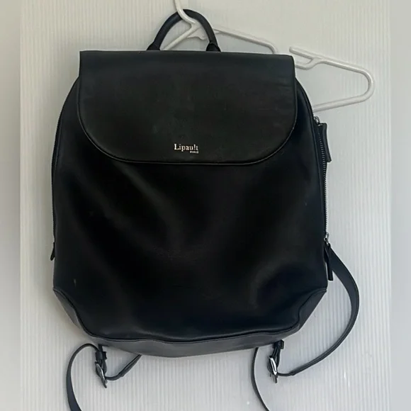 Lipault Paris Women's‎ Plume Elegance black Textured Leather Backpack