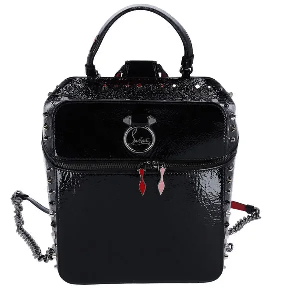 Christian Louboutin Textured Patent Calfskin Rubylou Backpack Black