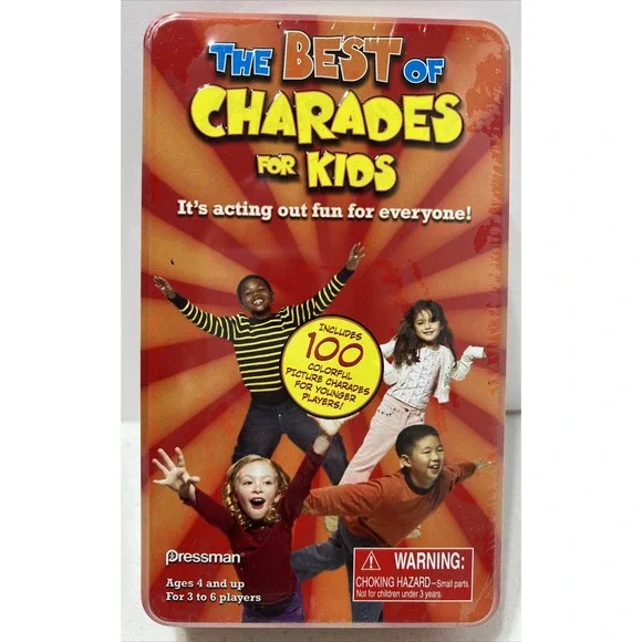 The Best of Charades for Kids Game Pressman #3008E‎ Tin Box- Factory Sealed