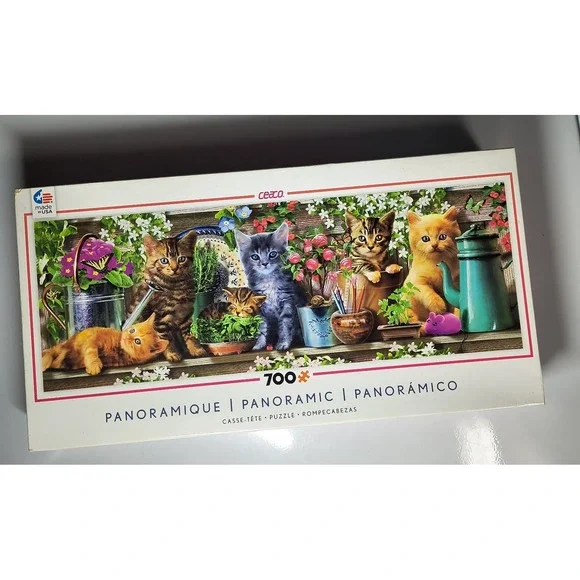 CEACO 700 Pc Jigsaw‎ Puzzle Panoramic Series 3 Cats Kittens 34