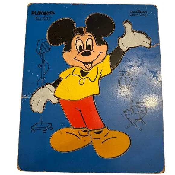 Playskool Disney Mickey Mouse 190-5‎ 8 Piece Wood Peg Puzzle 3 to 6 Years Board