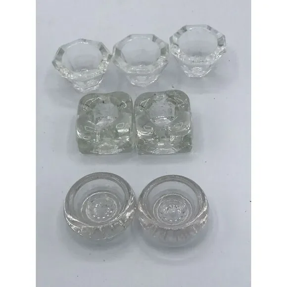 Salt Cellars Dips Clear‎ Glass set of 7 (3 different styles)
