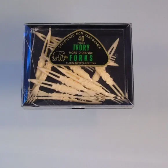 13  Pseudo Ivory Hors D'oeuvre Forks