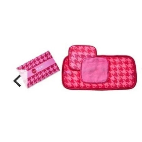 MyTagalongs Makeup Remover Cloths Set OS‎ Pink Houndstooth NIB Reusable Travel
