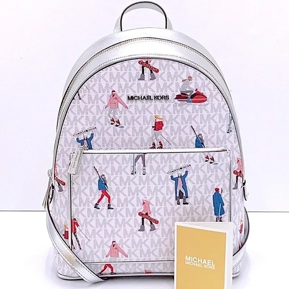 Michael Kors Jet Set Girls ADINA Medium Backpack Bright White Multi Color