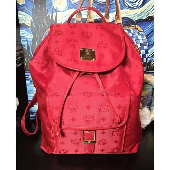 MCM - Red Nylon Backpack - EUC