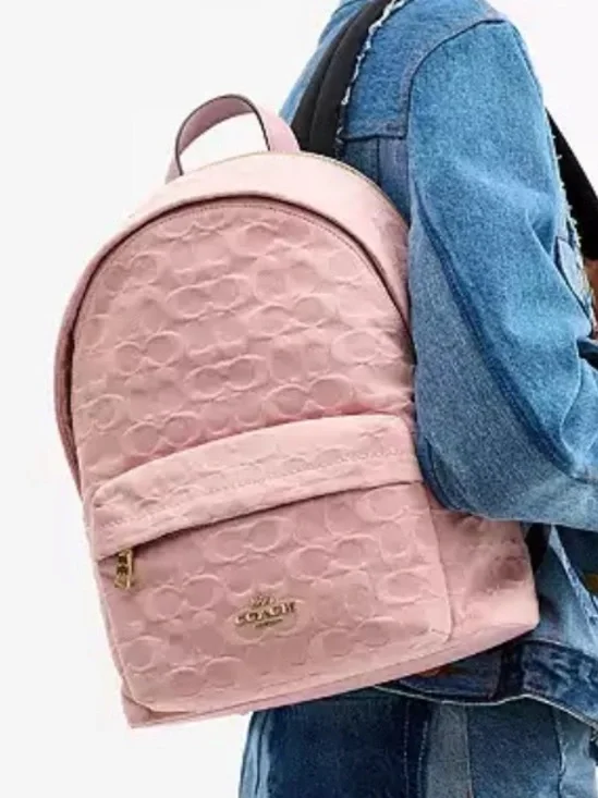Coach Taylor Small Backpack In Signature Denim Soft Pink