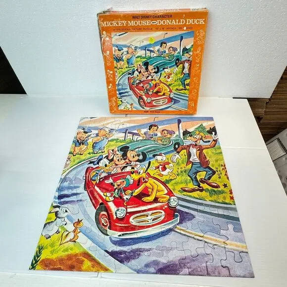 Vintage Disney private freeway Puzzle Mickey Mouse, Minnie, Donald Duck, Goofy