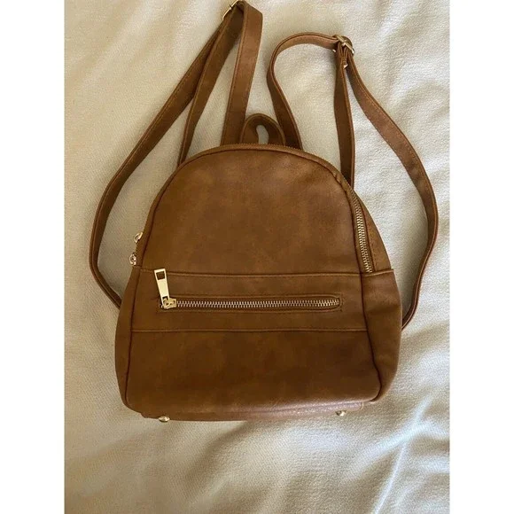 N Gil Women’s purse backpack Brown Faux Leather