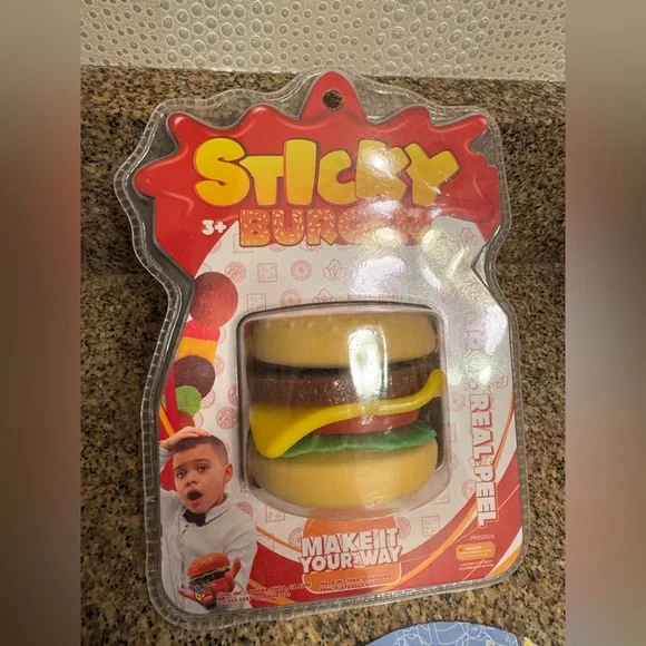 Sticky Burger Kids Toy - sensory fidget toy 100%‎ real peel