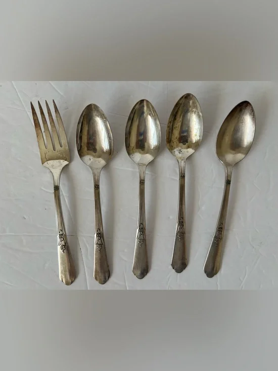Vintage Oneida Ltd Simeon L & George H Rogers Daffodil Silverplate 5 Pc Serving