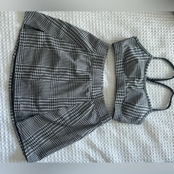 Alo B&W Plaid Two-Piece Tennis Set