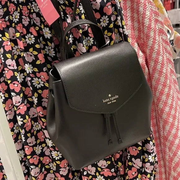 Kate Spade Lizzie Medium Flap Backpack Black
