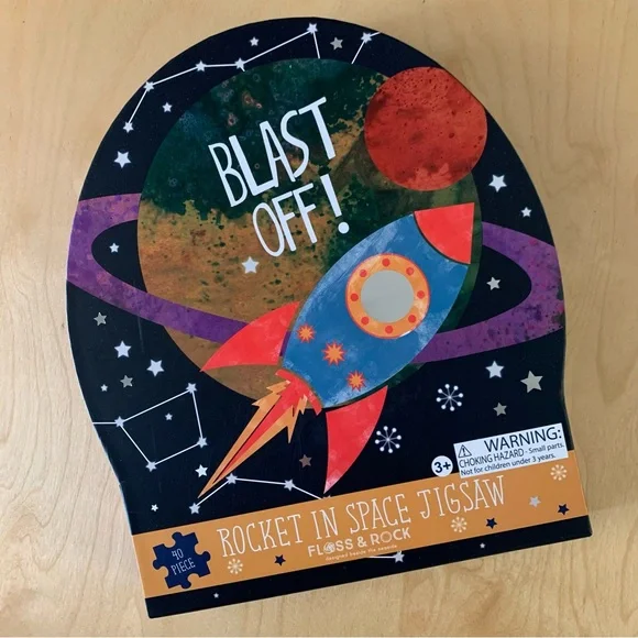 NEW Floss and Rock 40-Piece Jigsaw Floor Puzzle - Rocket In Space