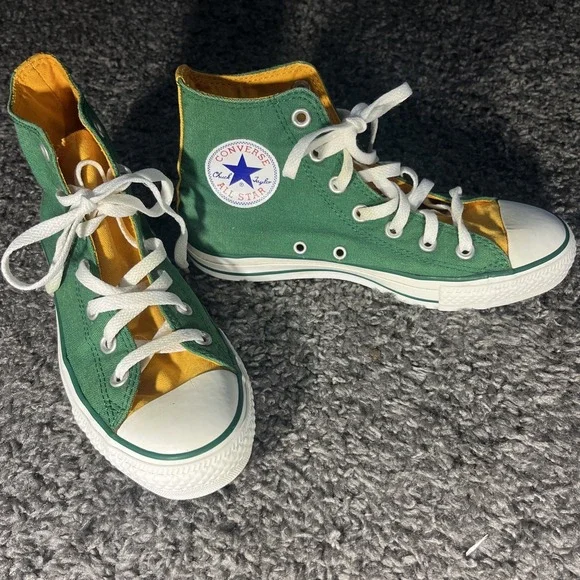 Converse All Star Green Yellow Canvas‎ Hightop Men's Size 5 W/7 Vintage 2004