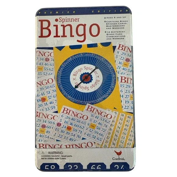 Vintage Cardinal Spinner Bingo Game Premier Edition 2001 Metal Storage Tin New!