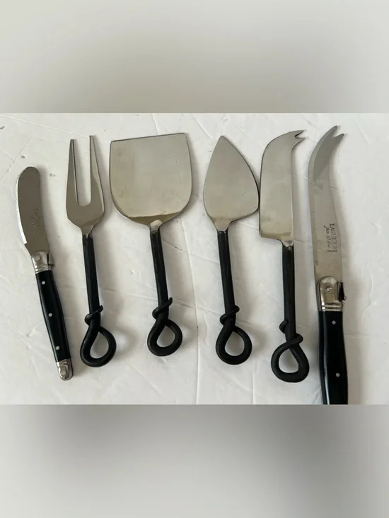 Vintage 6 Pc Cheese Serving Tool Set Jean Dubost Laquiole France Knives Cheese