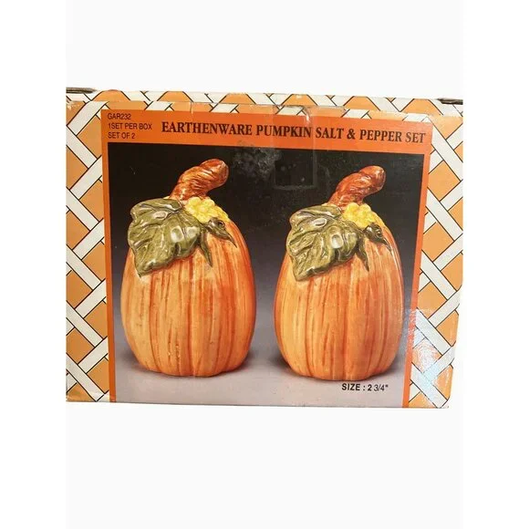 Earthenware Pumpkin Salt & Pepper Shaker Set Of 2 By Wangs International