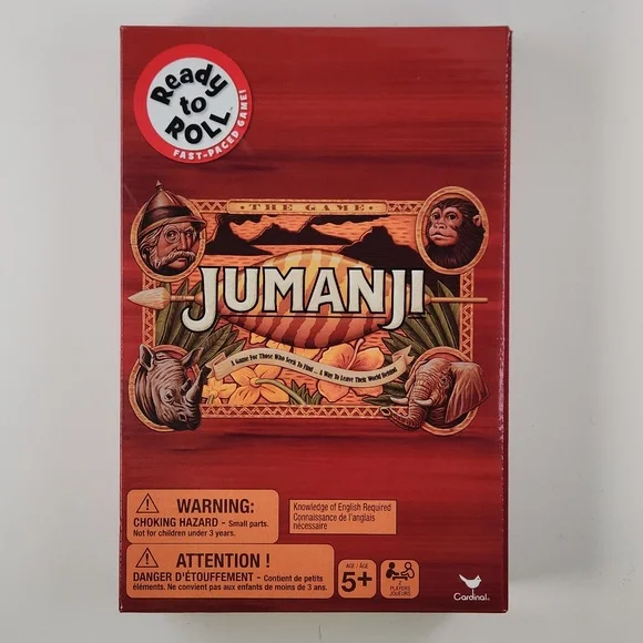 JUMANJI NWT Portable Board Game For Ages 5+, 2 Players, 2019, Cardinal/Columbia