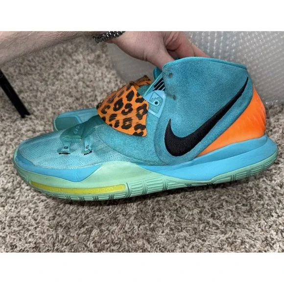 Nike Kyrie 6‎ Oracle Aqua Blue Animal Orange BQ4630-300 Size 12