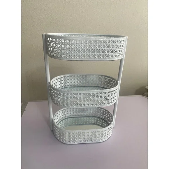 Willow & Riley 3 Tier‎ Metal Organizer Tray White Farmhouse Storage