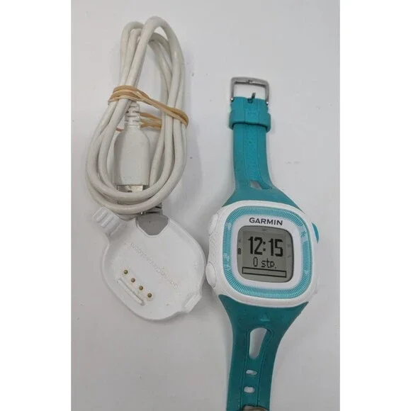 Garmin Forerunner 15 GPS Running Watch Teal White w/ Charger Tested