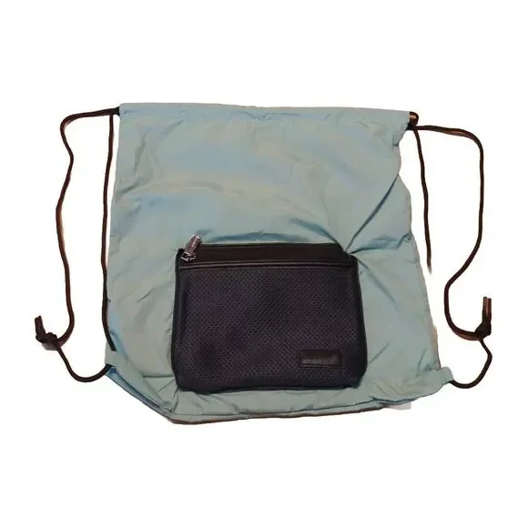 Caraa Drawstring Cinch Bag Backpack Green Packable Travel Pouch Zipper