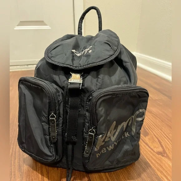 Kamp New York Black Nylon Backpack.