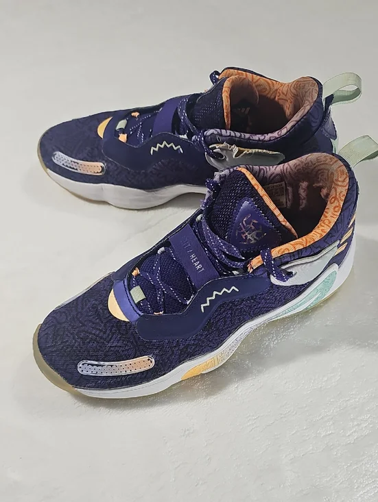 Adidas Men's Sneakers in Purple with Orange and Mint Accents