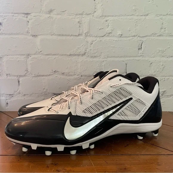 Nike Men's Alpha Pro Fly Wire Cleats Black White Size 15