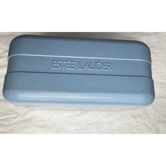 Vintage Makeup Collectible Estee Lauder Hard Storage Container Case Powder Blue