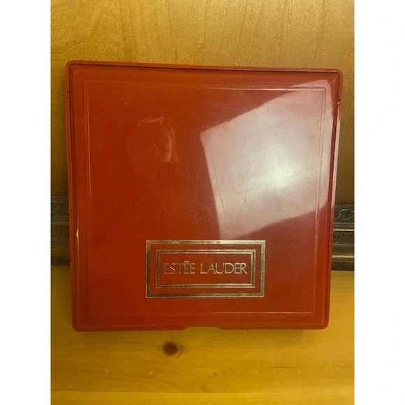 Estee Lauder Vintage Red Makeup Vanity Organizer Case w/ Mirror Storage Box 10