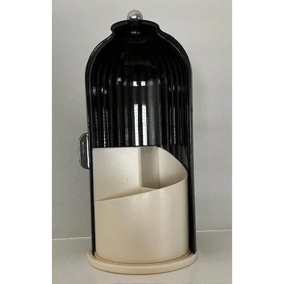 Black and Tan Rotating Makeup Brush Storage with Cover NEW‎