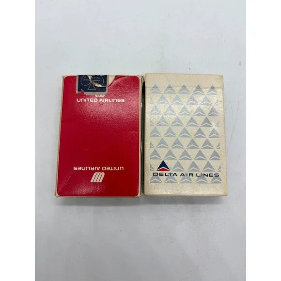United Airlines Sealed Deck & Delta Air Lines Open Deck Playing Cards USA