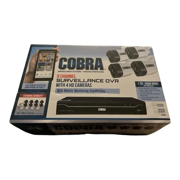 Cobra 63890 8-Channel Security Camera System with 4 HD Cameras
