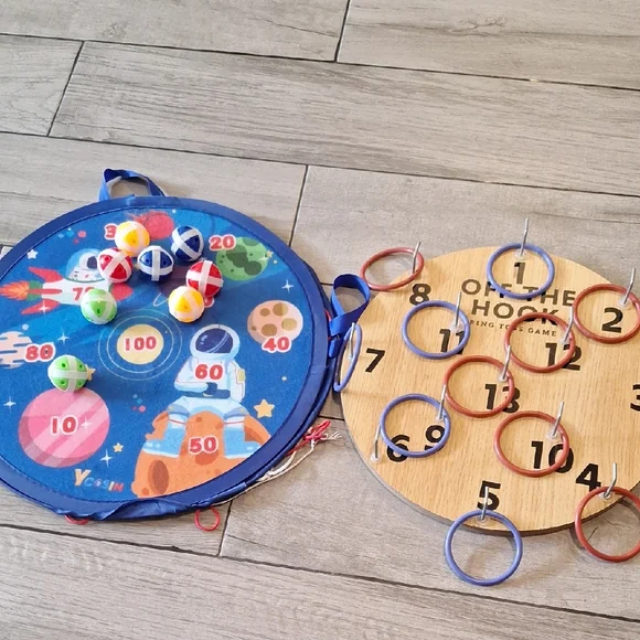 🐣 Space-Themed Dartboard and Ring Toss Set🐬