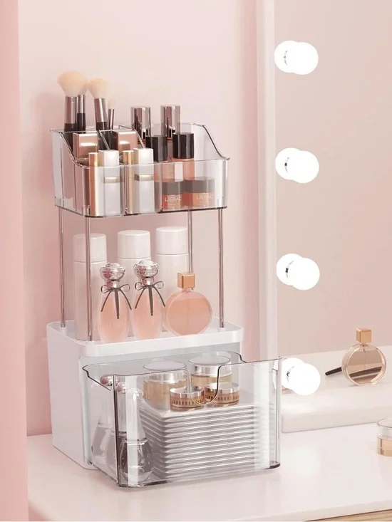 Vanity Organizer with Clear Drawer 2-Tiers