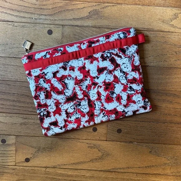 Carolina Herrera Red and White Patterned Pouch